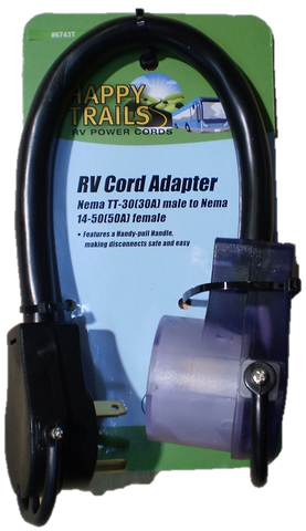 Happy Trails RV 30 Amp Male to 50 Amp Female Adapter (6743T)