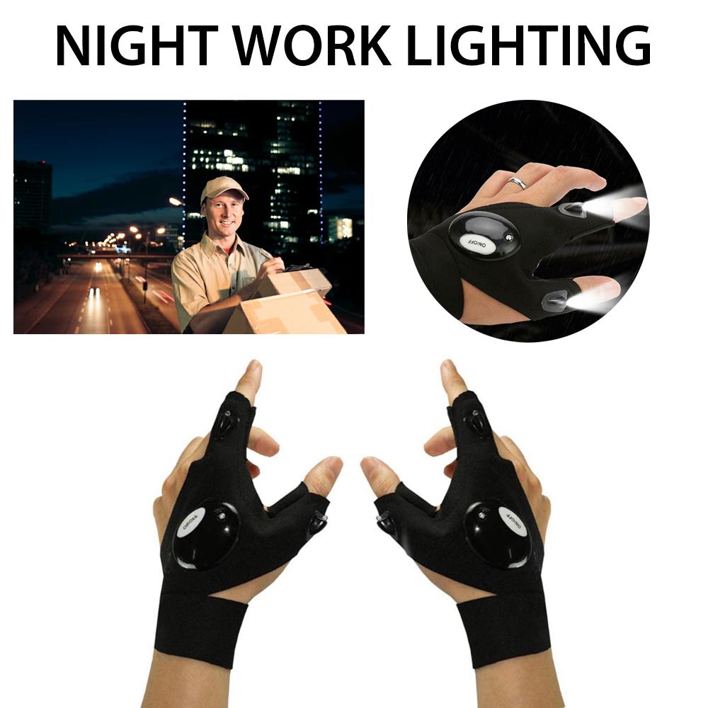 Night Light Waterproof Fishing Gloves with LED Flashlight Rescue