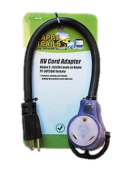 Happy Trails RV standard 15 amp Male to 30 Amp Female with handle and lighted ends Adapter  (6740T)