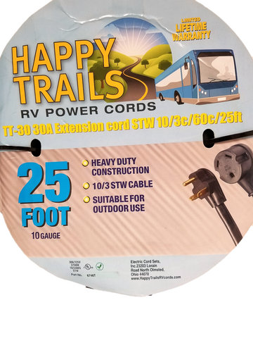 Happy Trails RV 30 Amp - 25 Ft RV Camper Electric Extension Cord (6746)