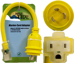 High Tide Marine Shore Power Adapter with locking 30 amp male to standard 15 amp female (7729)